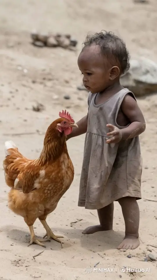 Boy and Chicken Engage in Dusty Brawl – AI Generated Video | Hailuo AI