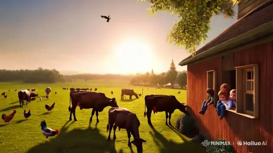 Morning on the Farm: A Serene Sunrise Symphony – AI Generated Video | Hailuo AI
