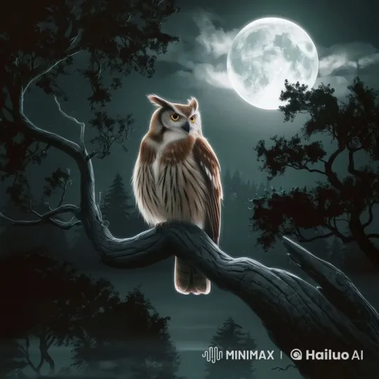 Enchanting Owl Dance in Moonlit Night – AI Generated Video | Hailuo AI
