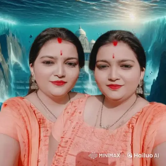 Traditional Attired Women Share Tender Kiss in Underwater City – AI Generated Video | Hailuo AI