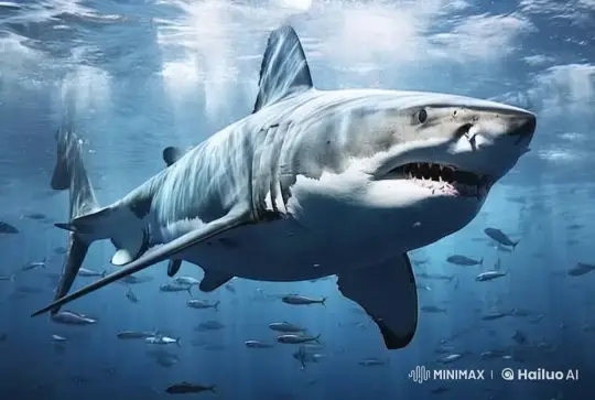 Graceful Great White Shark in Serene Underwater Realm – AI Generated Video | Hailuo AI