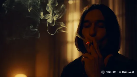 Artful Solitude: A Study in Smoky Contemplation – AI Generated Video | Hailuo AI