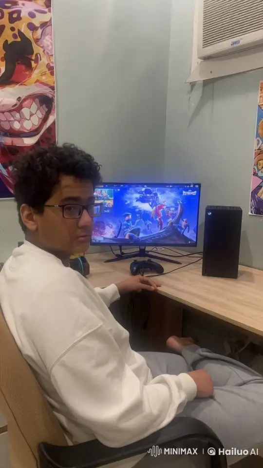 Young Gamer in Relaxed Setting with Cigarette – AI Generated Video | Hailuo AI