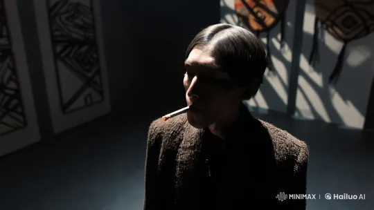 Contemplative Figure in Dimly Lit Art-Adorned Room – AI Generated Video | Hailuo AI