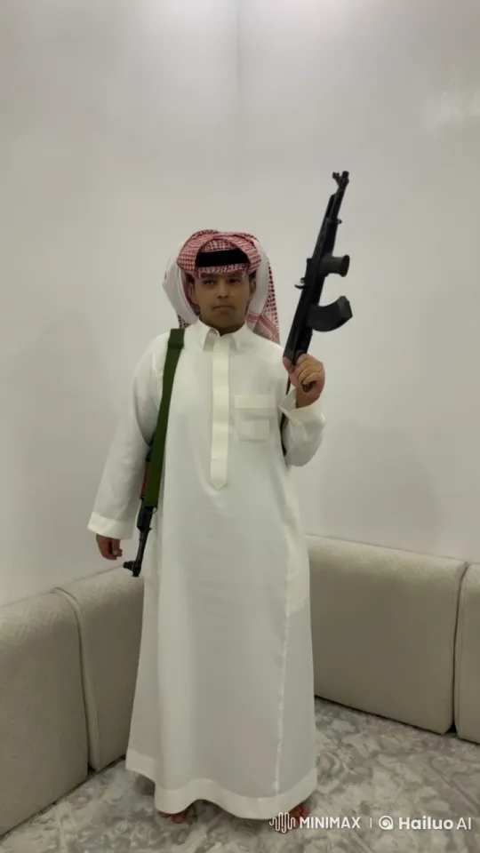 Traditional Attire: Man with Rifle, Smoking – AI Generated Video | Hailuo AI