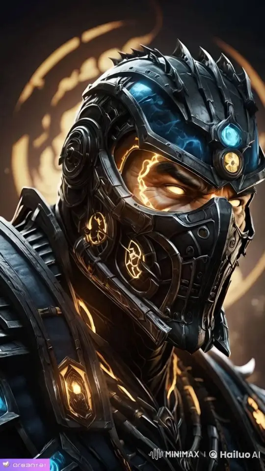 Futuristic Warrior in Glowing Armor Amidst Fiery Background – AI Generated Video | Hailuo AI