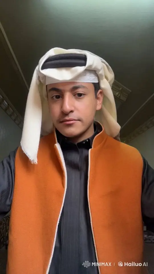 Traditional Attired Individual Smokes Calmly in Dimly Lit Room – AI Generated Video | Hailuo AI
