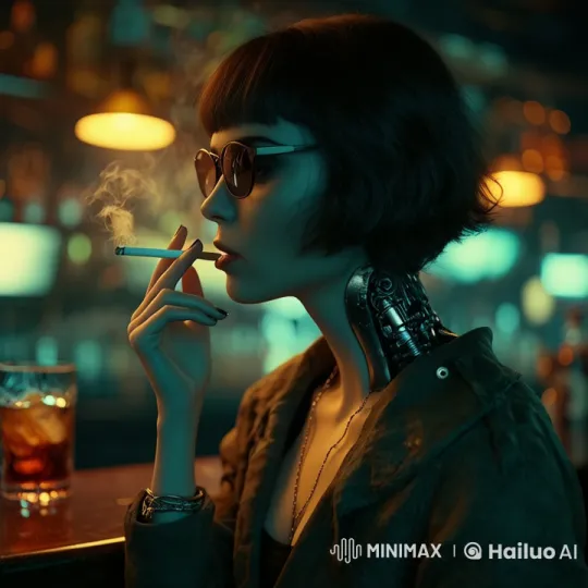 Mysterious Woman Surprised in Dimly Lit Bar – AI Generated Video | Hailuo AI
