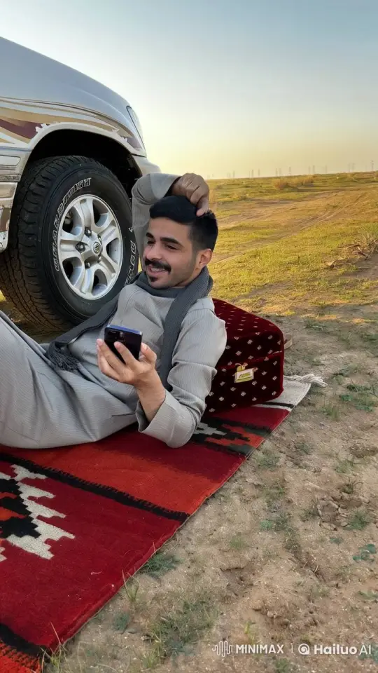 Man Relaxing Outdoors with Cigarette and Phone – AI Generated Video | Hailuo AI