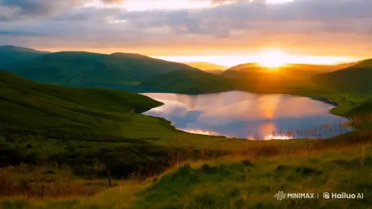 Tranquil Lake Sunset: A Serene Landscape Masterpiece – AI Generated Video | Hailuo AI
