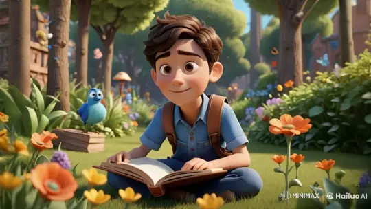 Curious Boy Discovers Mysterious Book in Enchanted Garden – AI Generated Video | Hailuo AI