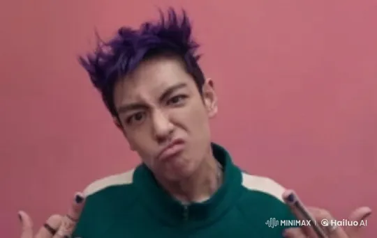Purple-haired Person Nervously Explains Under Threat – AI Generated Video | Hailuo AI
