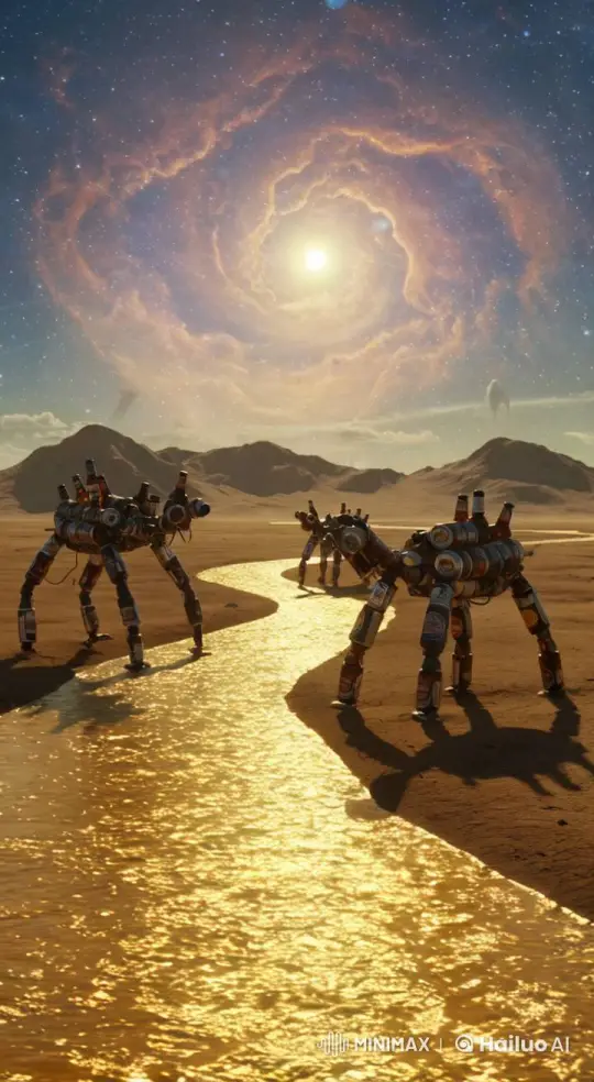 Surreal Beer River with Bottle Creatures on Alien Planet – AI Generated Video | Hailuo AI