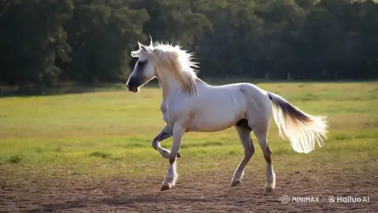 Majestic Horse Dances in Verdant Field – AI Generated Video | Hailuo AI