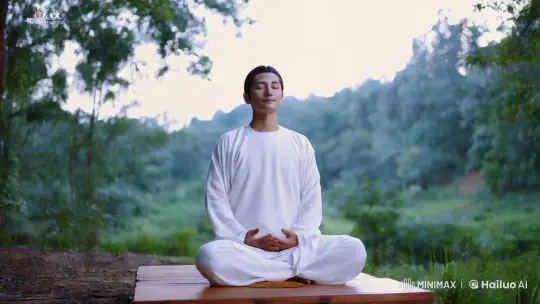 Tranquil Meditation in a Forest Clearing – AI Generated Video | Hailuo AI