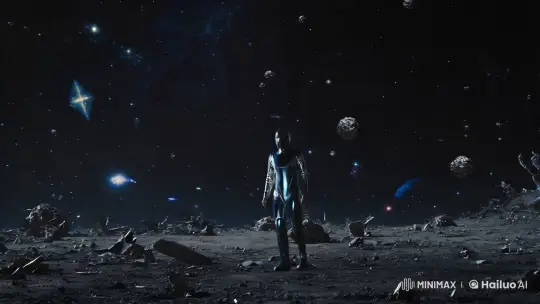 Solitary Figure Drifts Through Cosmic Ruins – AI Generated Video | Hailuo AI