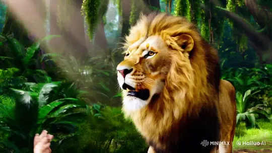 Majestic Lion Roars in Verdant Jungle – AI Generated Video | Hailuo AI