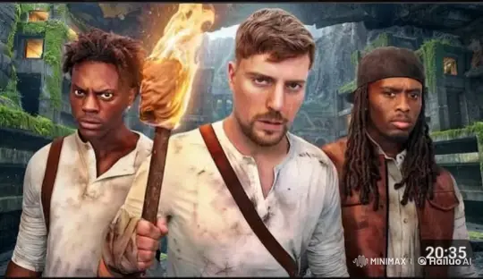 Adventurers Confront Mysterious Figure in Ancient Ruins – AI Generated Video | Hailuo AI