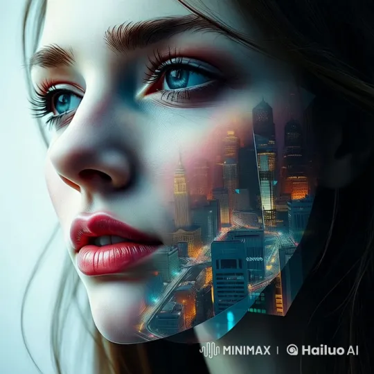 Urban-Inspired Live2D Animation Showcases Blend of Woman and Cityscape – AI Generated Video | Hailuo AI
