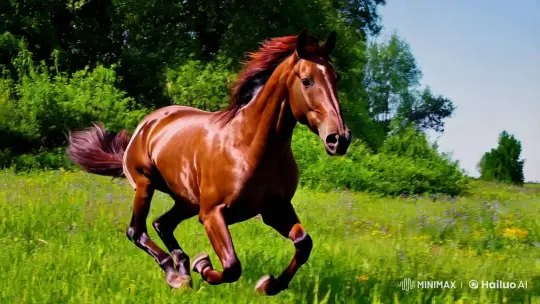 Galloping Horse in Luminous Pastoral – AI Generated Video | Hailuo AI