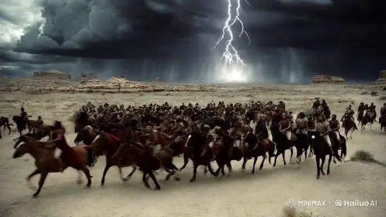 Ancient Israelite Horsemen in a Stormy Desert Chase – AI Generated Video | Hailuo AI
