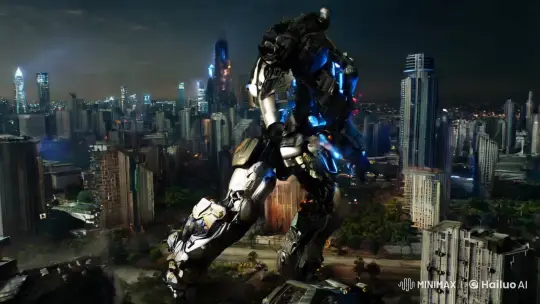 Colossal Robot Ravages Futuristic Metropolis – AI Generated Video | Hailuo AI