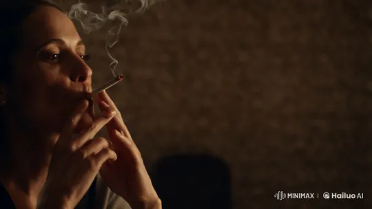 Contemplative Woman Smokes in Intimate Ambiance – AI Generated Video | Hailuo AI