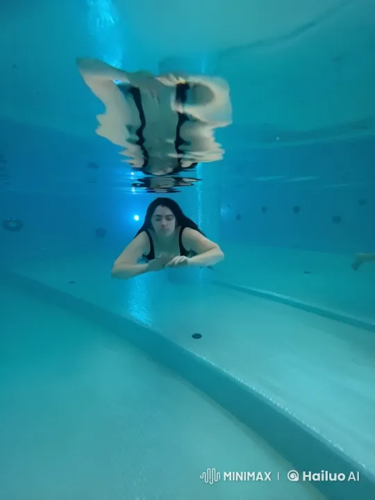 Girl Morphs into Swimming Monkey in Pool – AI Generated Video | Hailuo AI