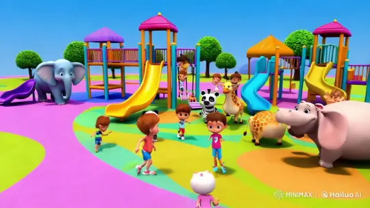 3D Playground: Cartoonish Animals in Joyful Activities – AI Generated Video | Hailuo AI
