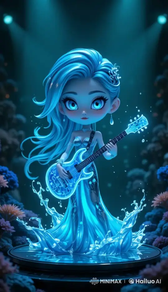 Water-Themed Rock Musician in Live2D Animation – AI Generated Video | Hailuo AI