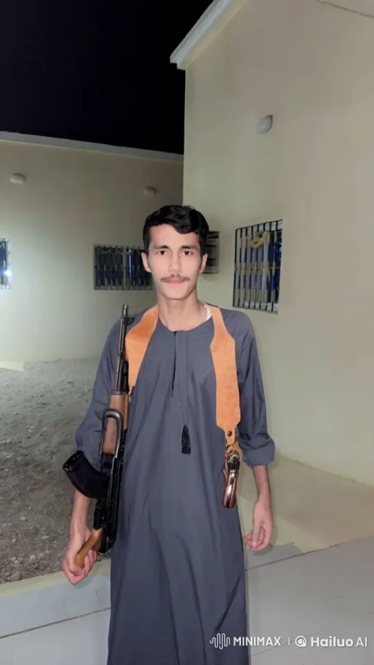 Night Scene: Guard with Cigarette at Dimly Lit Building – AI Generated Video | Hailuo AI