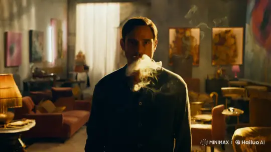 Contemplative Man Amidst Artistic Smoky Ambiance – AI Generated Video | Hailuo AI