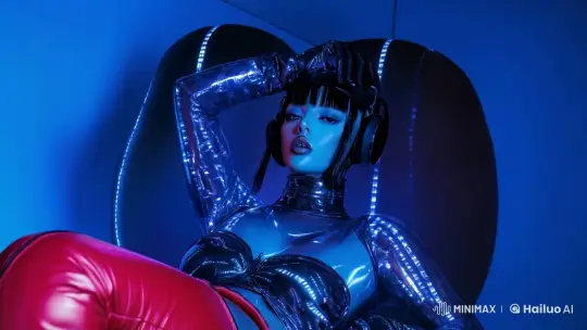 Futuristic Cyberpunk Portrait with Iridescent Details – AI Generated Video | Hailuo AI