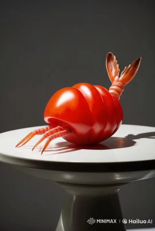 Animated Tomato-Shrimp Hybrid in Tranquil Live2D Scene – AI Generated Video | Hailuo AI