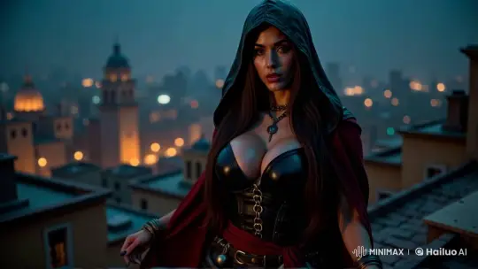Woman Leaps Off Rooftop in a Magical Cityscape – AI Generated Video | Hailuo AI