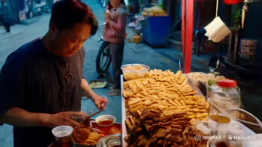 Street Vendor Faces Swarm in Urban Chaos Scene – AI Generated Video | Hailuo AI