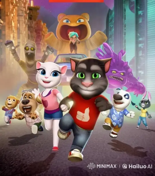 Animated Characters Run Energetically in Dynamic Scene – AI Generated Video | Hailuo AI