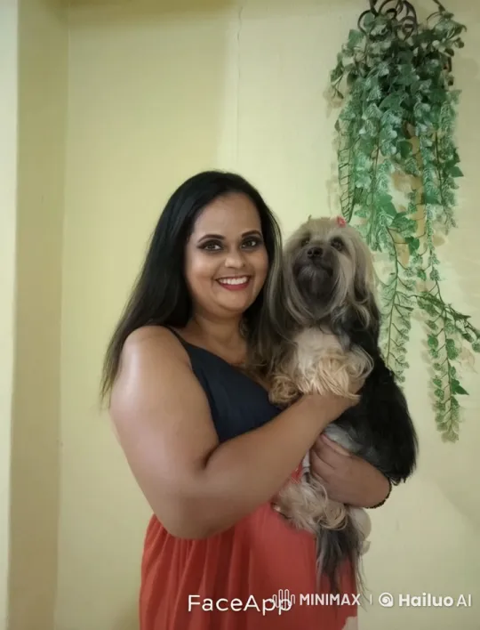 Joyful Woman and Her Dog in a Cozy Setting – AI Generated Video | Hailuo AI