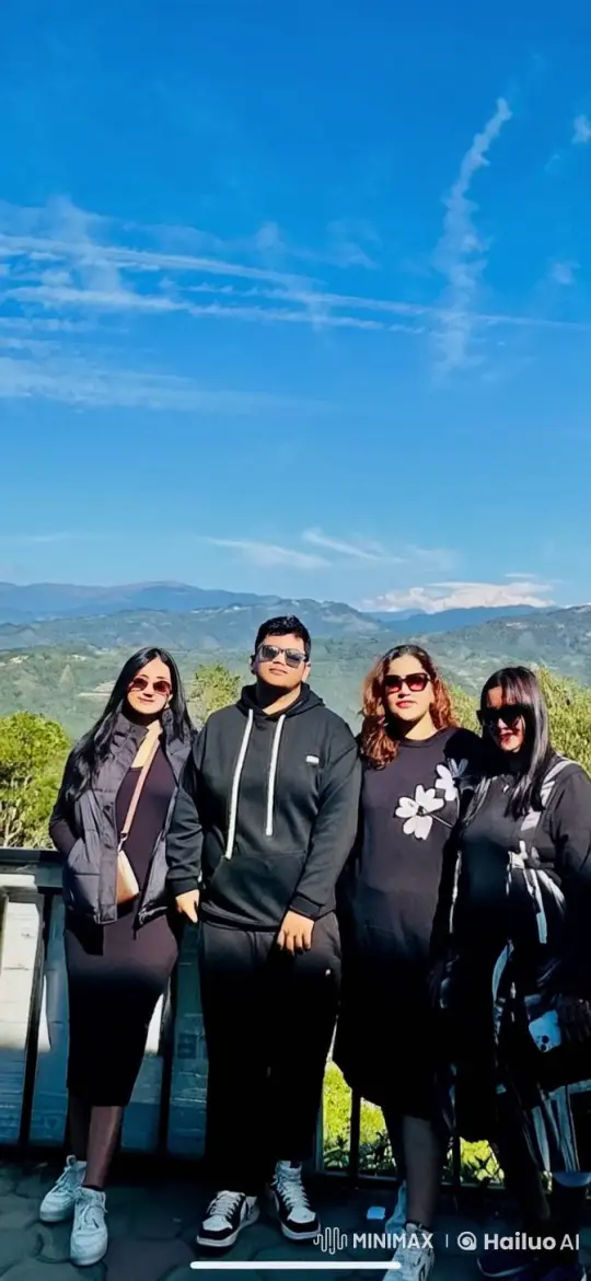 Group Poses Casually in Scenic Mountain Setting – AI Generated Video | Hailuo AI