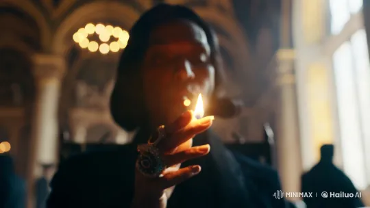 Mysterious Figure in Opulent Room with Cigarette – AI Generated Video | Hailuo AI