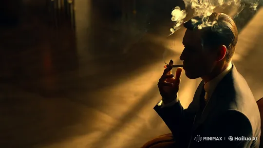 Mysterious Figure in Sophisticated Smoky Solitude – AI Generated Video | Hailuo AI