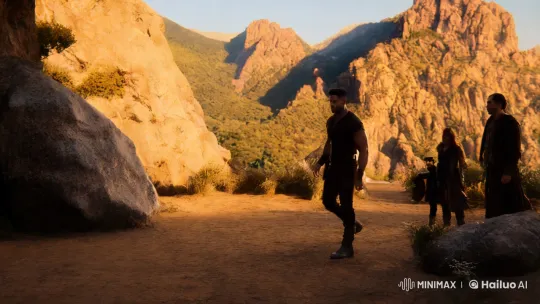 Resilient Man Embraces Strength in Poetic Mountain Landscape – AI Generated Video | Hailuo AI