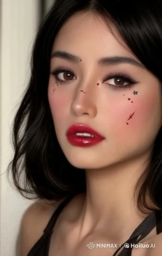 Woman with Striking Makeup Captivates in Slow, Serene Video – AI Generated Video | Hailuo AI