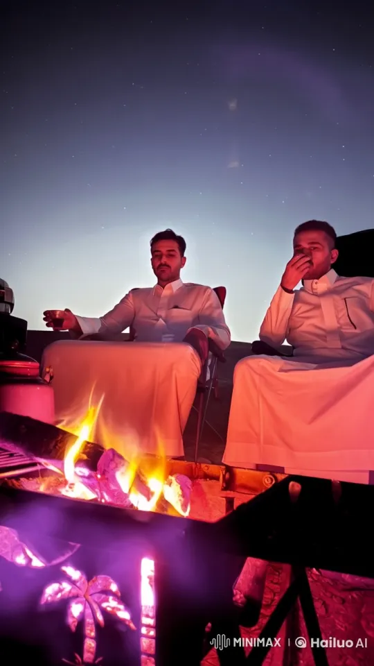 Traditional Campfire Gathering Under Starry Night Sky – AI Generated Video | Hailuo AI