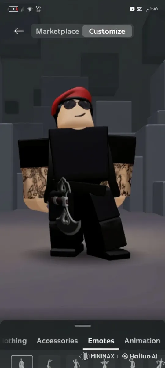 Blocky Character with Tattoos and Weapon Stands Calmly – AI Generated Video | Hailuo AI