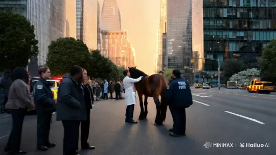 Heroic Doctor Rescues Distressed Horse in City – AI Generated Video | Hailuo AI