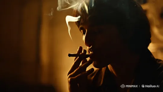Enigmatic Smoker: Aesthetic Slow Motion Study – AI Generated Video | Hailuo AI