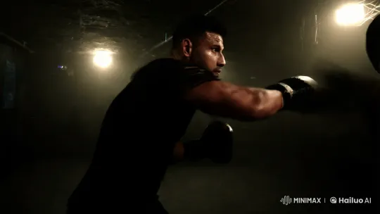 Underground Fight Club: Slow-Mo Combat Illuminated – AI Generated Video | Hailuo AI