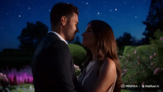 Romantic Couple in Serene Night Garden Setting – AI Generated Video | Hailuo AI