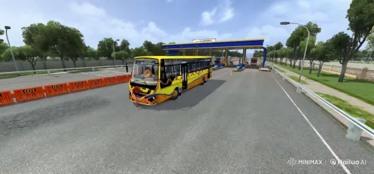 Bus Transforms into Off-Road Vehicle at Toll Gate – AI Generated Video | Hailuo AI